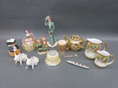 Beswick figure of two boys, Beswick pigs, Dinky Cunard White Star ship,