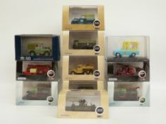 Eleven Oxford Military, Haulage, Fire, Ice Cream and Land Rover 1:76 scale diecast model vehicles,