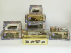 Nine Corgi and Solido diecast model military vehicles including Liberation of France,