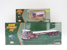 Two Corgi Eddie Stobart limited edition diecast model lorries Atkinson Borderer Flatbed Trailer