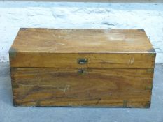 A camphor wood military or campaign chest with flush handle to front,