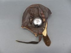 RAF type C leather flying helmet with 10A/13466 headphones