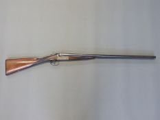 Frederick Williams 16 bore side by side shotgun with chequered grip and horn tipped forend,