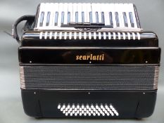 Scarlatti 48 bass piano accordion with five treble couplers in black gloss finish with original
