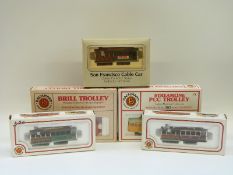 Five Bachmann H0/00 gauge Cable Cars and Trollies 60530, 60531,60542, 62946 and Brill Trolley,