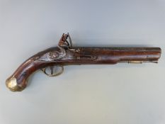 Flintlock hammer action Light Dragoon pistol with lock stamped Tower and with crown over GR cypher,