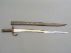French 1868 chassepot sword bayonet marked 70866 to hilt, blade length 57cm,