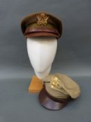 WWII USAAF officer's cap (crushers) together with a lighter example