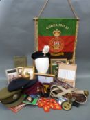 A collection of British Army post war ephemera including stable belts, 11th Hussars,
