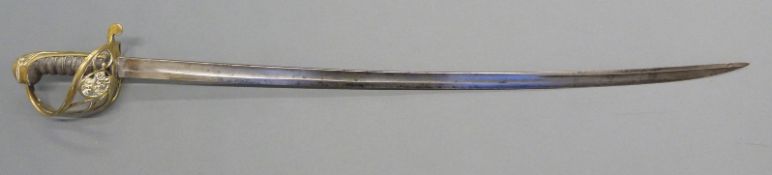 William IV British 1822 pattern Infantry officer's sword with pierced brass gothic style