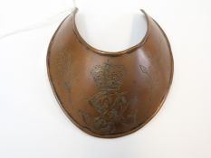 Georgian officer's universal pattern gorget with crowned G R cypher flanked by foliate sprays