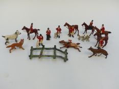 Fourteen lead hunting figures,