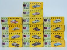 Fourteen Vanguards 1:43 scale diecast model cars including Ford, Vauxhall and Triumph,