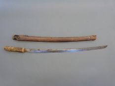Japanese shin gunto katana Samurai sword with cord bound shagreen handle,