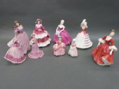 Nine Royal Doulton and Coalport figures including Stephanie, Susan, Tootles,
