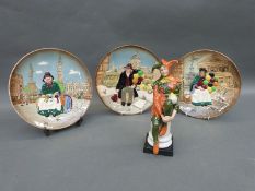 Royal Doulton plates and a Jester figure