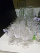 A group of cut glass to include Baccarat decanter and another