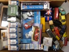 Fifty-five Lledo, Corgi, Atlas Editions and similar diecast model vehicles including Trackside,