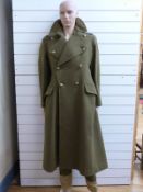 WWII British Army 1943 Royal Engineers greatcoat together with a pair of motorcyclist's pantaloons