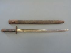 British Army 1907 pattern Wilkinson bayonet and scabbard for Enfield rifle,