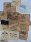 A quantity of reproduction gun labels including Thomas Jackson, John MacPherson, Holland & Holland,
