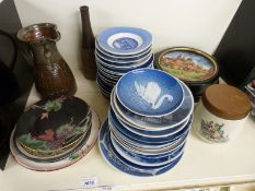 Scandinavian and Bavarian blue and white plates including Delft and Royal Copenhagen Christmas