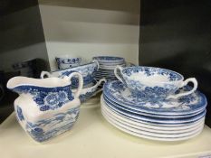 Enoch Wedgwood and Myotts blue and white tea and dinner ware