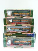 Five Corgi Eddie Stobart diecast model lorries including limited edition 1:50 scale Scania T-Cab