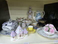 A quantity of decorative ceramics including hallmarked silver mounted coffee cup,