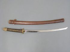 Japanese unsigned shin gunto katana Samurai sword with cord wrapped shagreen handle,