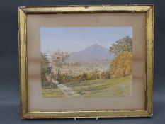 Major Sir Edward Law Durand 19thC watercolour view of Everest, label verso, 25 x 33cm.