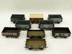 Nine various 0 gauge goods wagons including GWR and private owner