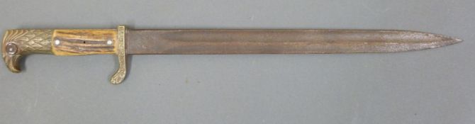 WWII Nazi German police bayonet with horn handle marked ACS to blade,