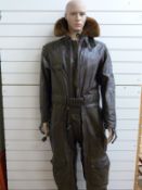 US Navy leather electrically heated flying suit or jacket, size 38,