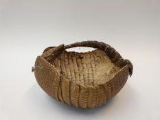 A taxidermy study of an armadillo in the form of a basket,