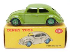 Dinky Toys diecast model Volkswagen with lime green body and mid-green ridged hubs 181,