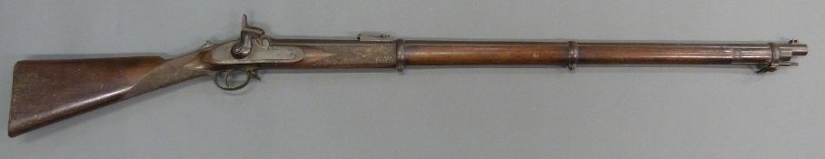 London Armoury Company Enfield three band percussion hammer action rifle with lock stamped with
