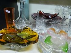 A collection of cut glass and studio glass including Dartington