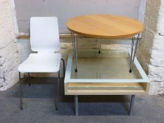 A beech topped circular coffee table,