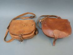 Two vintage brown leather cartridge / shooting bags