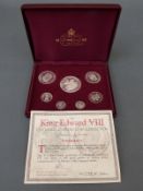 King Edward VIII Centenary pattern coin collection in deluxe case with certificate no 1745 of 3500,