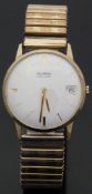 Buren Intra-Matic 9ct gold gentleman's automatic wristwatch with date aperture,