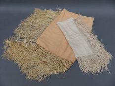 Two silk fringed squares,