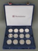 Thirty six commemorative USA silver dollars in Westminster case,