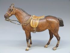 Franz Bergman cold painted bronze figure of a horse with saddle and bridle,