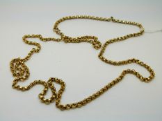 A yellow metal Victorian necklace made up of circular links, 14.
