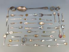 A quantity of hallmarked silver and white metal including napkin ring,