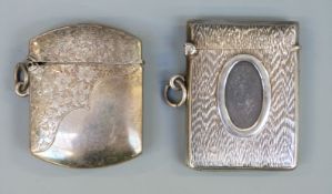 Two hallmarked silver vesta cases, one Birmingham 1910 maker William Henry Sparrow,