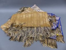 A woven tapestry panel depicting countryside scene with dancing peasants, approximately 205cm,