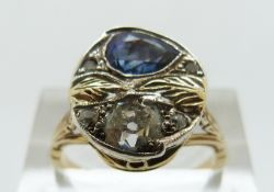 An 18ct gold bespoke ring set with an old cut diamond of approximately 0.